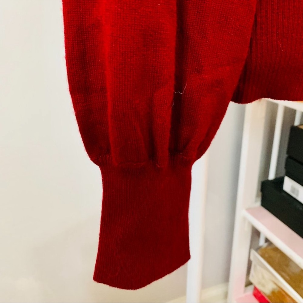 NICHOLAS Aliyah Burgundy wool Cut-Out turtleneck sweater top - Picture 5 of 9
